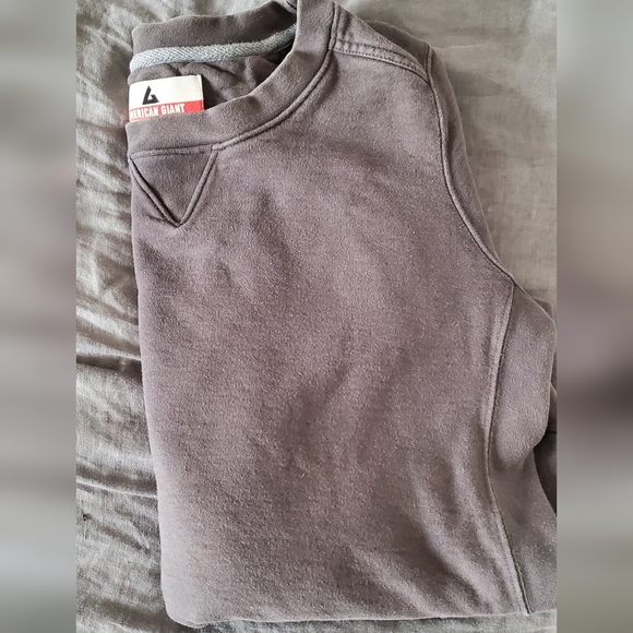 American Giant Heavy Weight Charcoal Grey Vintage Wash Sweatshirt Made In USA - Picture 6 of 12